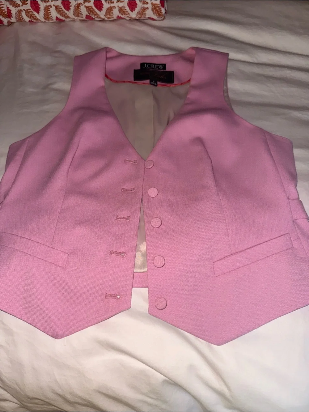J. Crew Pink Tailored Vest with V-Neck